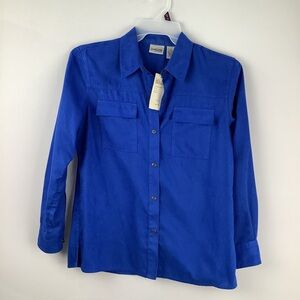 NWT Chico's Faux Suede Button-Up Shirt‎ womens size 1 M/8 NEW